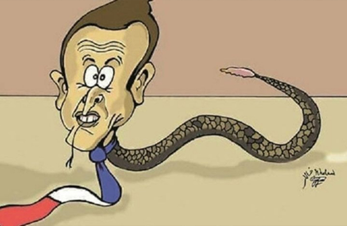 Macron’u “Kravatlı bir Yılan” olarak çizmek yasak!