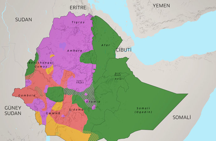 Etiyopya’da etnik ve dini yapı haritası
