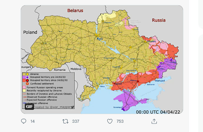 Rusya-Ukrayna savaşının 40. gününde savaşın haritası