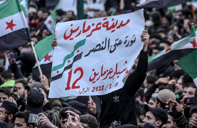 Suriye’deki ayaklanmanın 12. yıl dönümünde İdlib’de gösteri